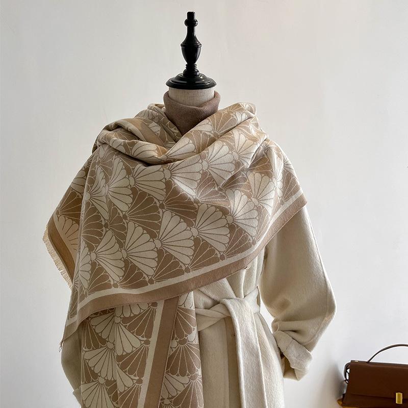 Jacquard Imitation Kaschmir Schal Damenmode Farblich passender Schal Verdickt Warm Koreanische Version Einfacher Schal Umhang