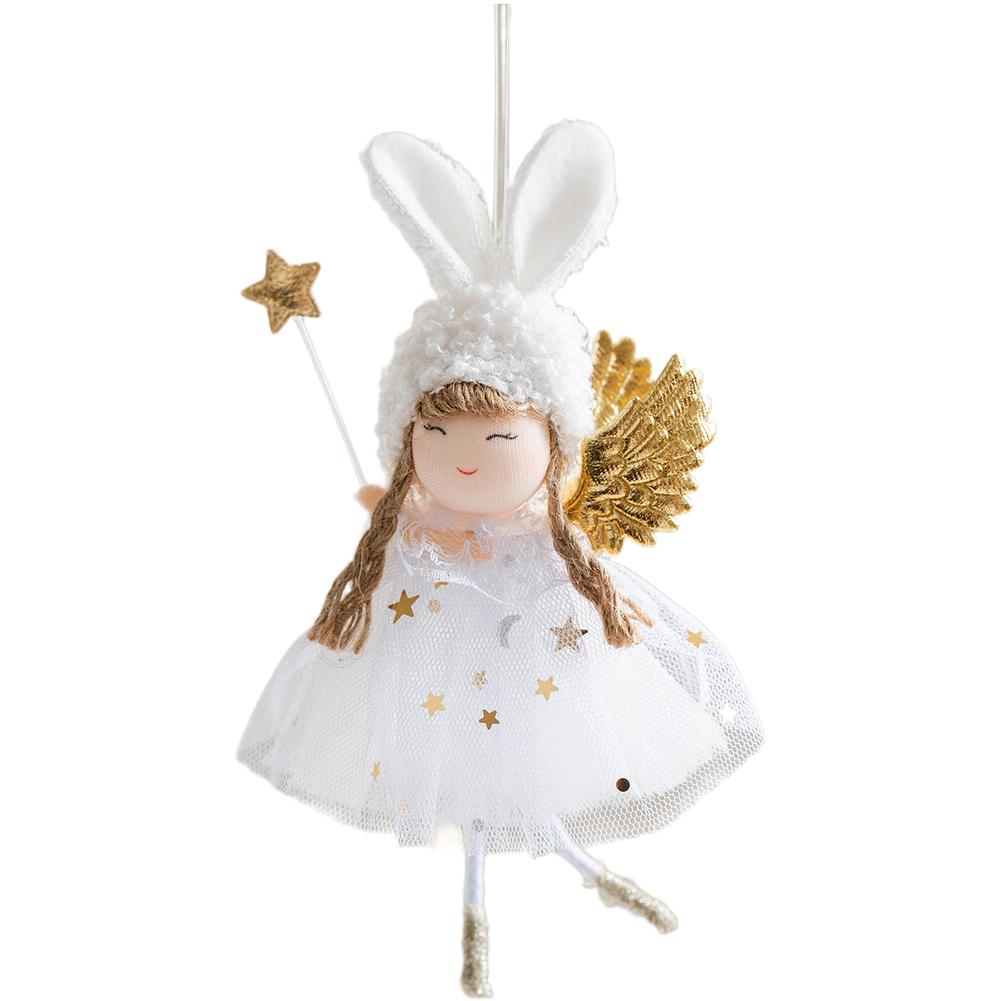 

Soft Fabric Hanging Christmas Tree Ornament Featuring Bunny Ears Girl with Angel Wings and Mystical Wand Design China Mainland