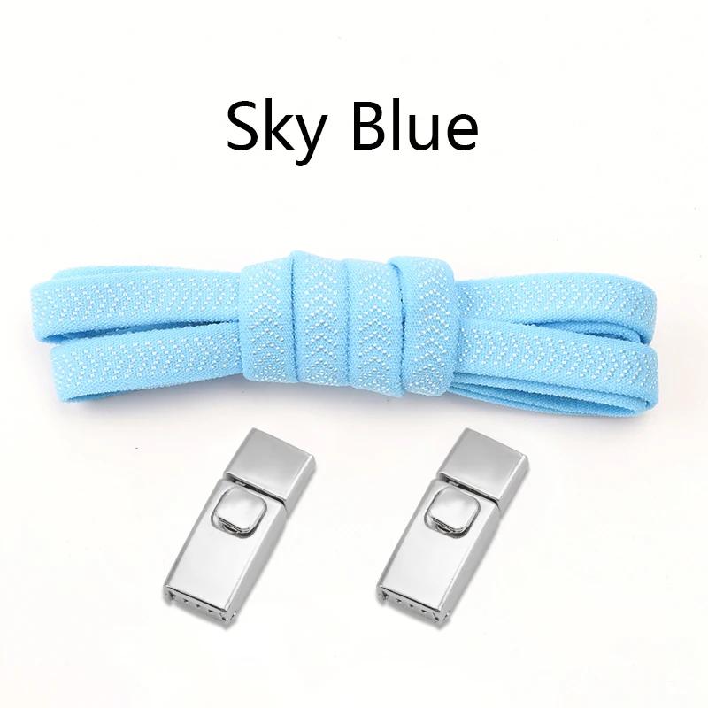 1Pair 8MM Flat Tennis No Tie Shoelace Press Lock Shoelaces Without Ties Elastic Laces Sneakers Adult Kids for Shoes Accessories