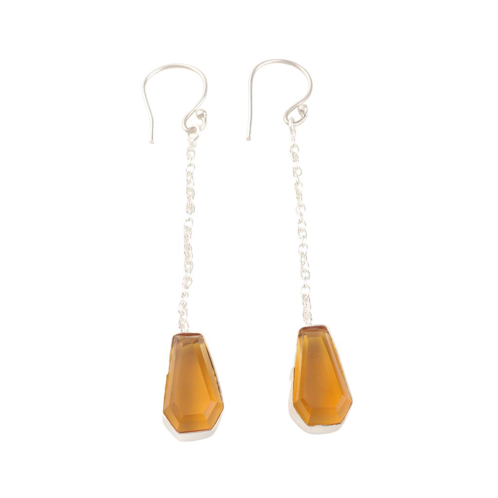Citrine Gemstone 925 Sterling Silver Jewelry Handmade Drop/Dangle Earrings 3.0" EE-135-2