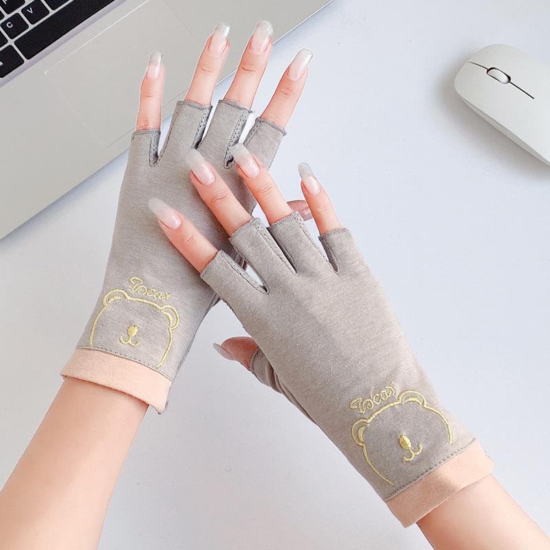 Summer sunscreen manicure gloves UV protection half finger thin