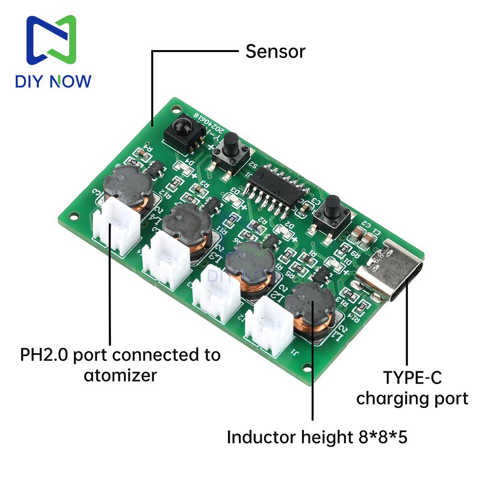Type-C Humidifier Atomization Electronic DIY Kit RF Infrared Remote Control Four-Spray Humidifier Module Ultrasonic Atomizer PCB