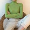 High Neck Solid Color Knit Sweater - Women's Long Sleeve Korean Style Pullover for Autumn/Winter
