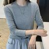 2026 Spring Women's Slim Fit Round Neck Color Block Long Sleeve Fake Two-Piece Layered T-shirt