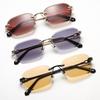Rimless Square Sunglasses Female Sun Eyeglasses Metal Stylish Shades Women UV400 Gradient Lenses Frameless Glasses