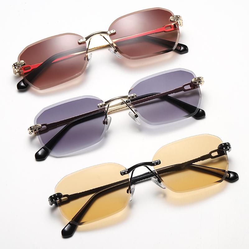 Rimless Square Sunglasses Female Sun Eyeglasses Metal Stylish Shades Women UV400 Gradient Lenses Frameless Glasses