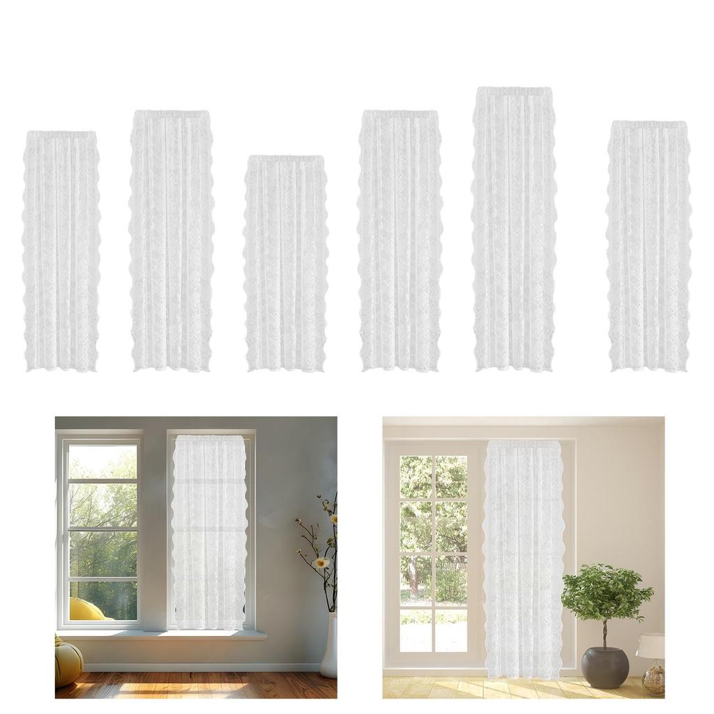 Lace Curtain with Rod Pocket Drapery Elegant Window Treatment Lightweight Window Drape for Kitchen Villa Parlor Patio Balcony