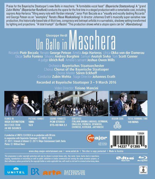 C major entertainment Verdi : Un Bal masqué. Beczala, Petean, Harteros, Fomina, Mehta, Erath. [Blu-Ray]