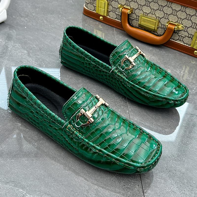 Fashion Hot Sale Loafers Crocodile Pattern Mens Slip on Club Shoes Male Comfortable Casual Shoe 2024 Fashion All-match Gentleman Shoes