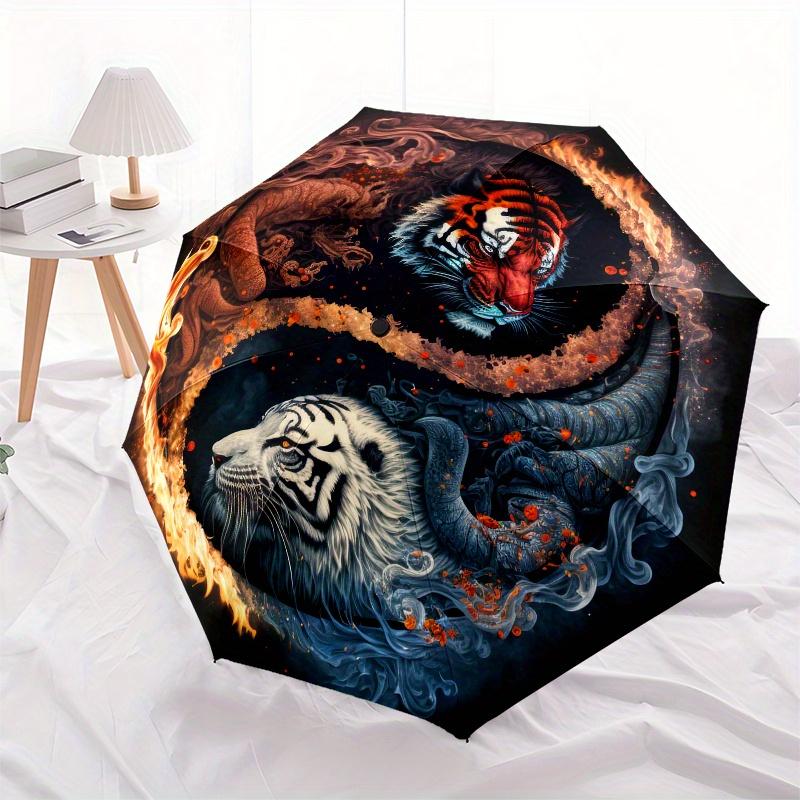 "Yin Yang Tiger Fire & Ice Wall Clock: Modern Art Decor for Home Office"Umbrella, Portable 3-Fold Compact Umbrella for Men & Women ES17