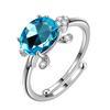 Wish personalized platinum oval blue-green-white Opal turtle opening versatile ring slightly inlaid with zircon