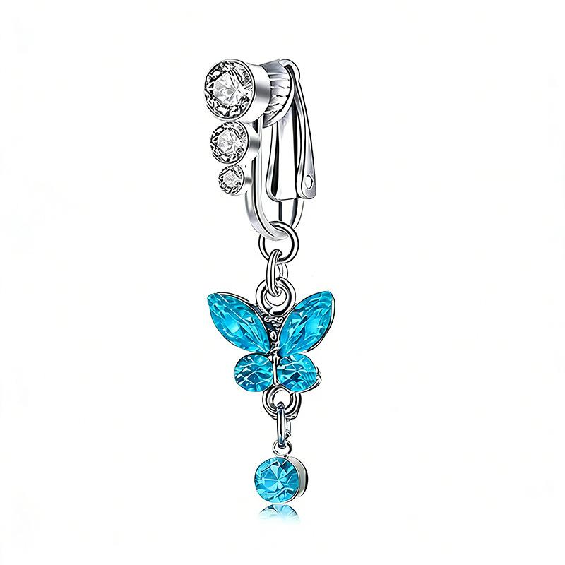 Fashion Butterfly Pentagram Non Perforated Navel Clip On Umbilical Navel Fake Pircing Zircon Cartilage Clip On Body Jewelry