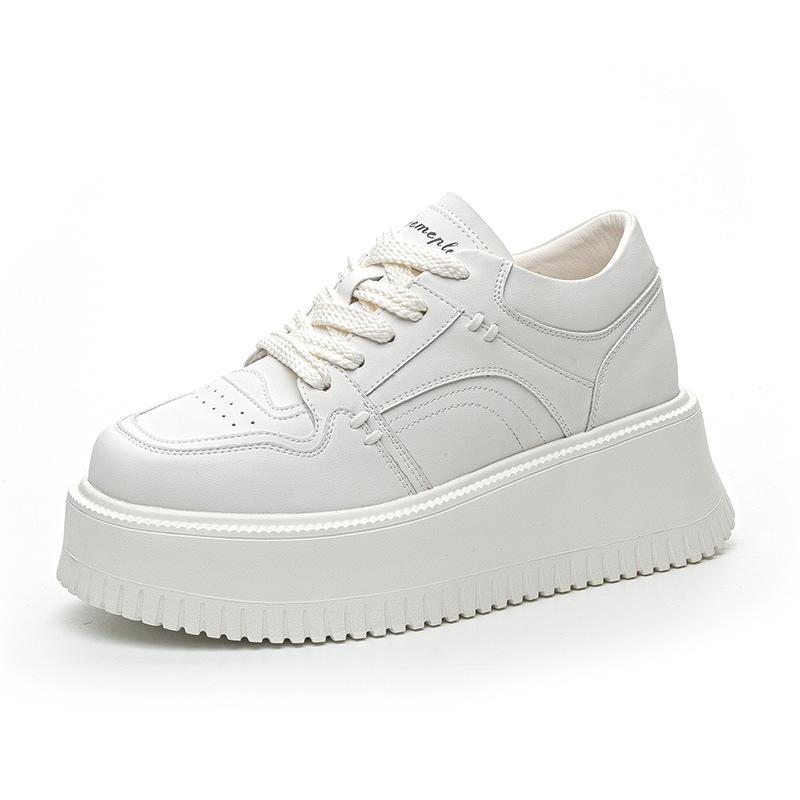 Board shoes 2026 women's versatile fine strap leather casual sports shoes Board shoes Sponge cake shoes