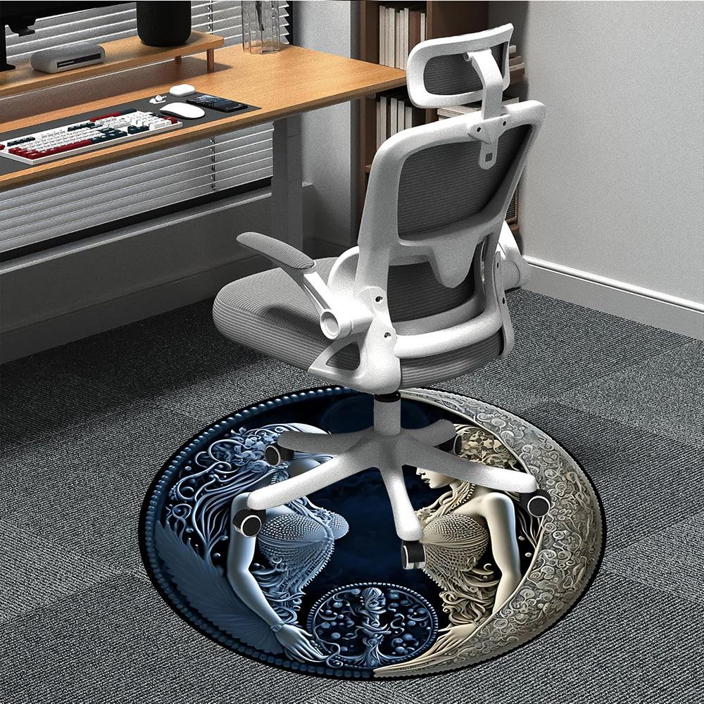 1pc Mythical Creatures Carpet, Round Non Slip Durable Large Size Office Carpet, Suitable for Office