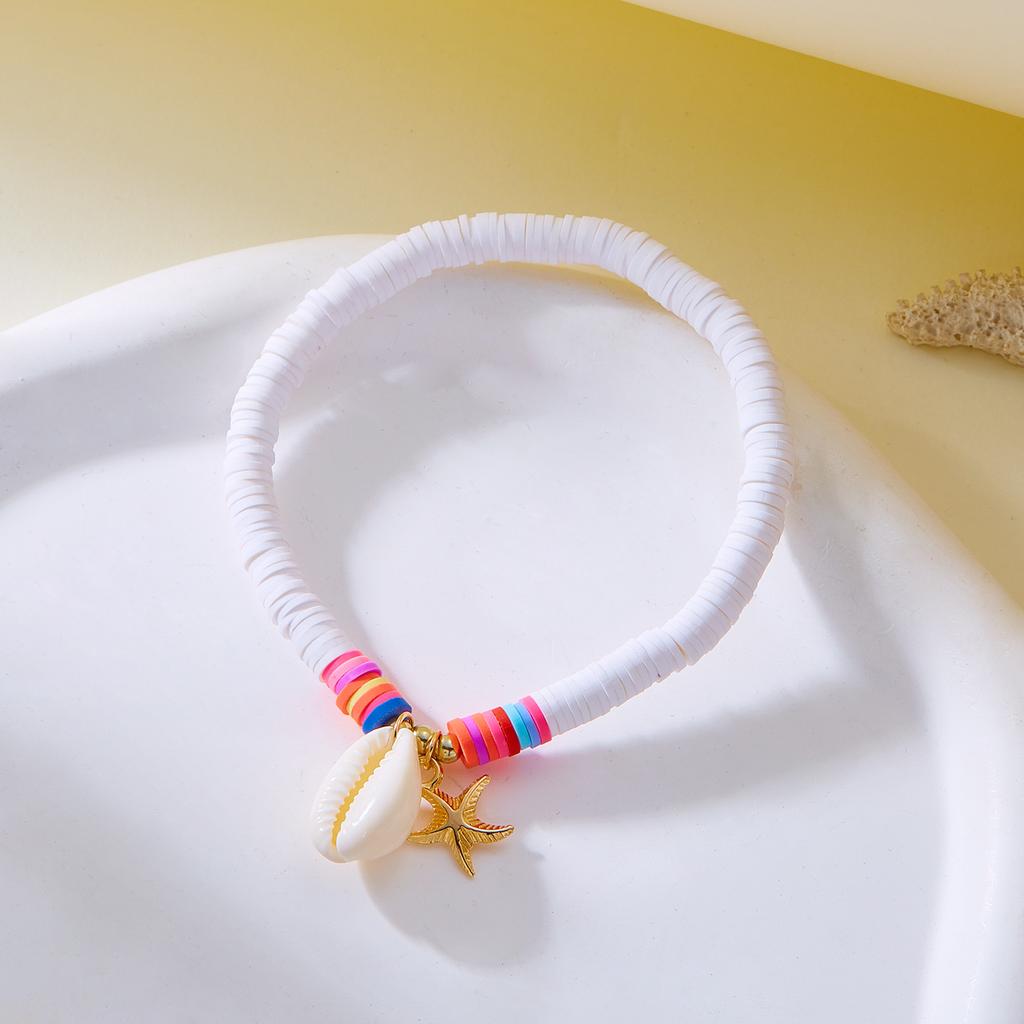 New Starfish Shell Soft Ceramic Ankle Chain For Women, Summer Beach Series Fashionable And Versatile Jewelry Gift