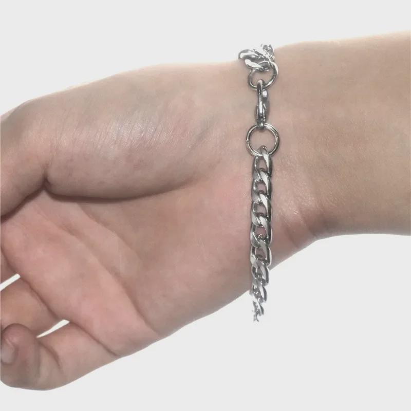 Men's European and American 3.2mm Titanium Stainless Steel Flat Bracelet