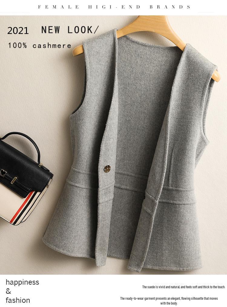 Women's Double-Sided 100% Wool V-Neck Vest - Autumn/Winter Versatile Sleeveless Top