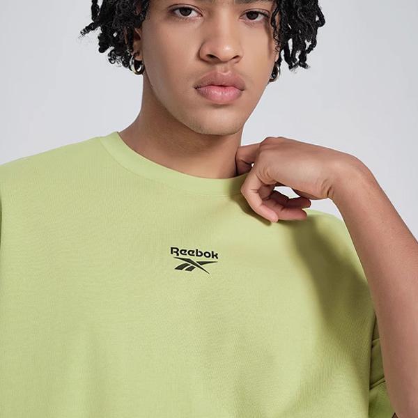 Reebok Logo Print Crew Neck Short Sleeve T-Shirt Unisex Tops Green 24SRM407UG01
