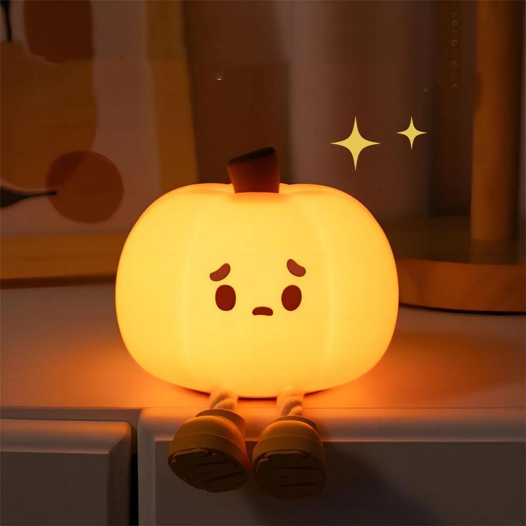 Halloween Pumpkin Cute Soft Lamp Bedside Decoration Mother and Baby Night Lamp Suitable for Halloween Gift Desktop Decoration