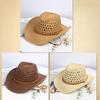 Straw Western Cowboy Hat For Men Women Cowgirl Shapeable Wide Brim Sun Beach Cap Outdoor Travel