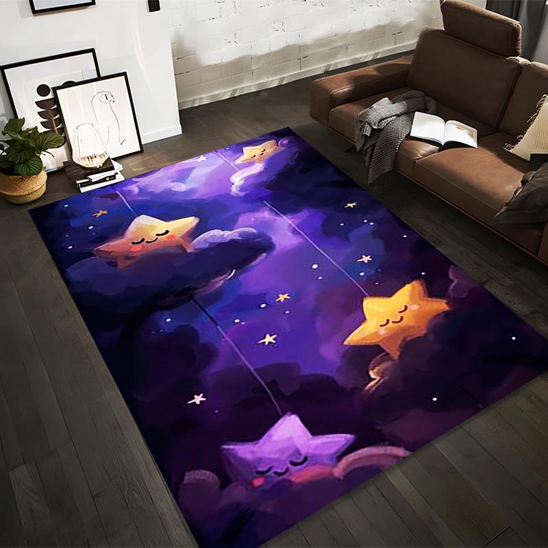 

Fantasy Sky Carpet with Sleeping Stars in Dreamy Purple Design Suitable for use as an anti-slip for living room bedroom sofas 40x60cm( 15x23in )