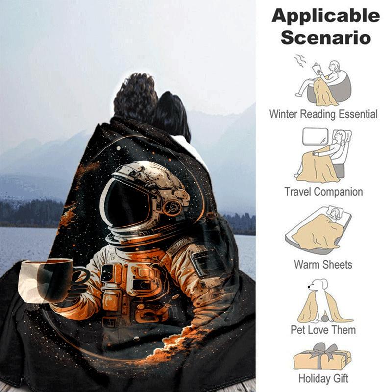 1 Stück Astronauten-Druck Leichte Flanelldecke, Bequeme und Warme Decke, für Camping Sofa Bett und Couch Büro, Geschenk