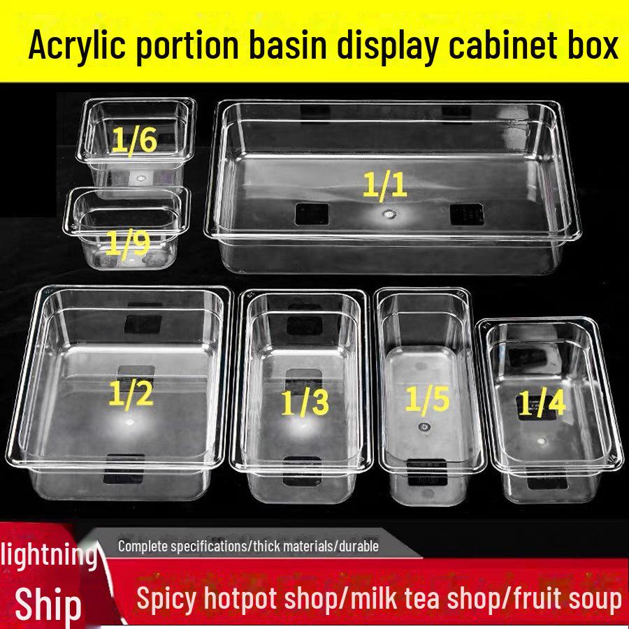 Transparente rechteckige Acryl-Heißtopfschale und Frischhalte-Obst-Auslagebox