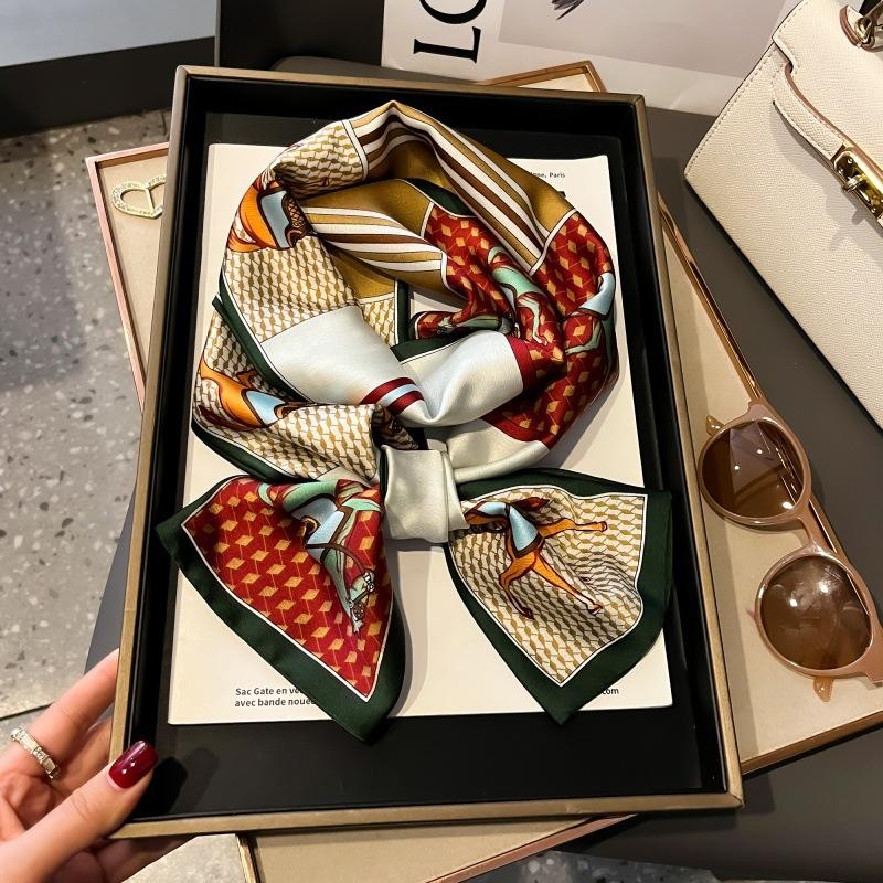 Satin high-end tied hair long silk scarf headband elegant and simple versatile hair band headband streamer hair accessories women's tied bag