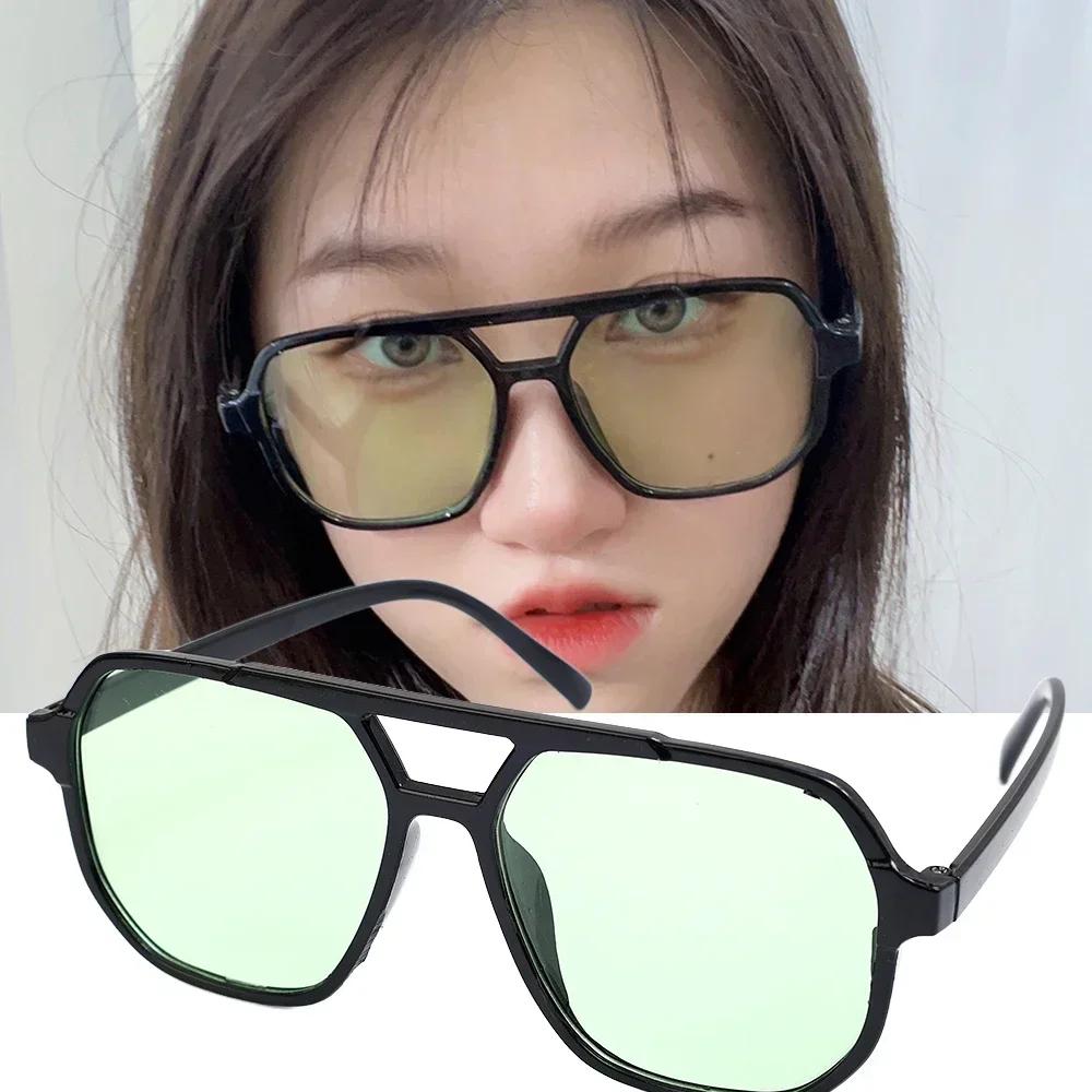 Vintage Übergroße Sonnenbrille Damen Retro Marke Großer Rahmen Sonnenbrille Weiblich Schwarz Gelb Ins Style Eckige Brille Oculos De Sol