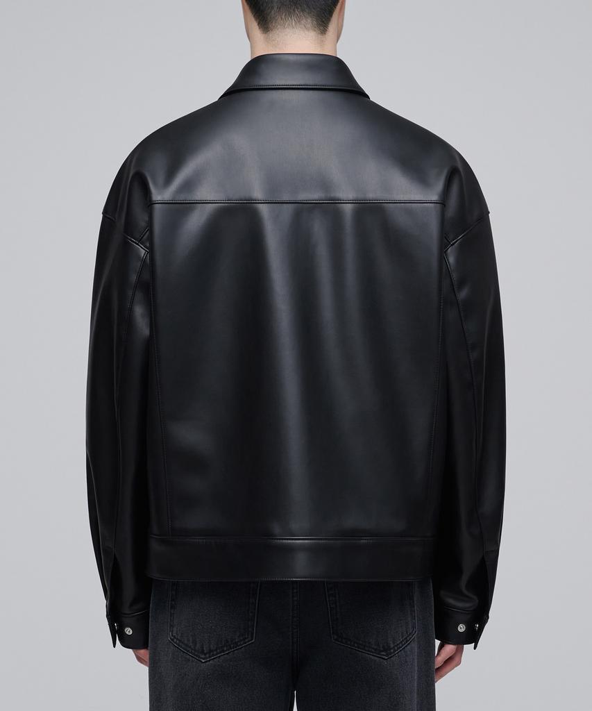 Musinsa Standard Synthetic Leather Extra Oversized Single Jacket [Black]