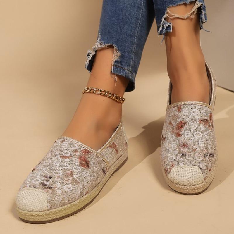 Fashion Plus Size Flat Tweed Cotton Shoes Women's Autumn/Winter New Butterfly Sequin Fashionable Versatile Slip-On Shoes Rubber Upper