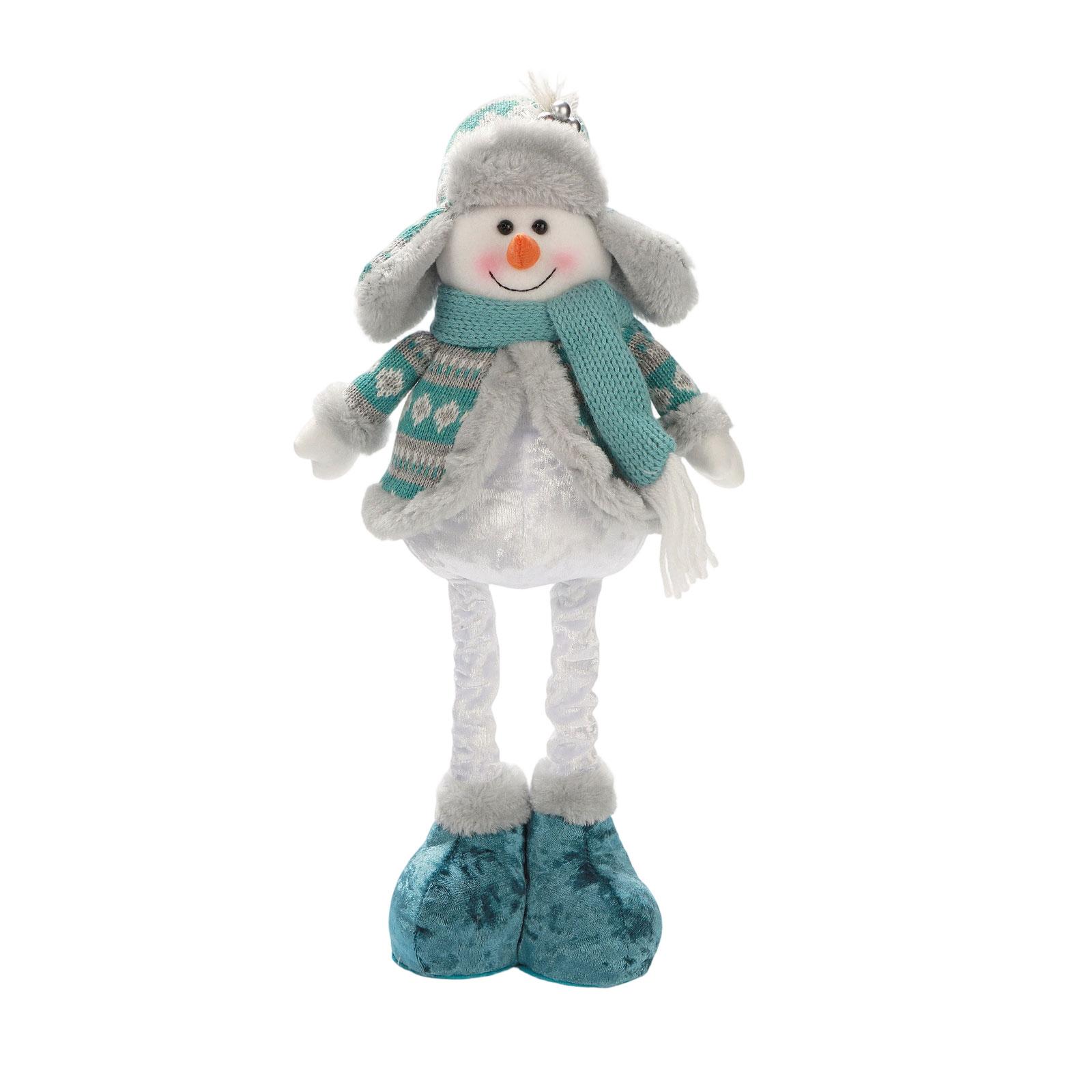 

Blue Plush Christmas Decorations Retractable Snowman Christmas Doll Decorative Figurines One Size