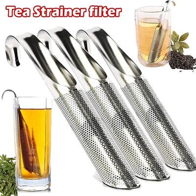 3 st tesil i rostfritt stål infusionsrör Design Touch Feel-hållare Verktyg Tesked infusionsfilter Återanvändbara tesilar