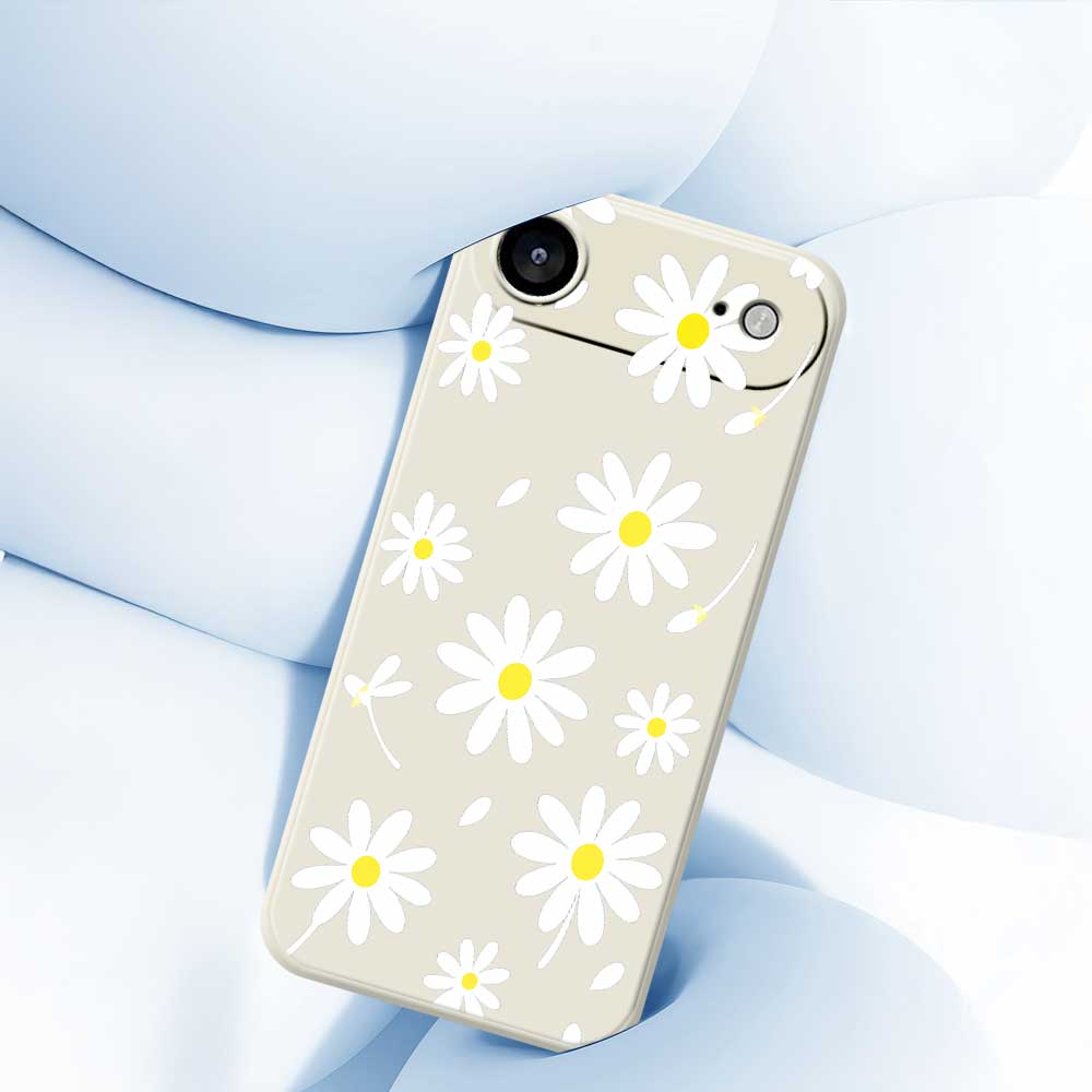 For iPhone 17 Air Case White Daisy Pattern Printing Straight Edge TPU Phone Back Cover