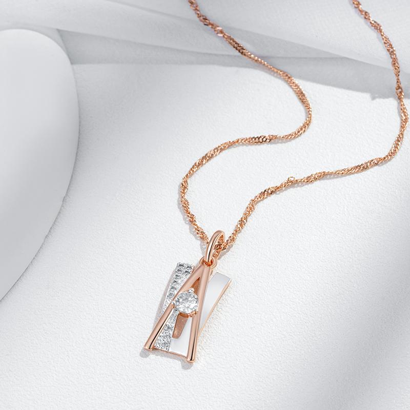 Gold Silver Color Large Pendant for Women Personality Geometric Necklace Micro Inlay White Zircon Luxury Party Jewelry