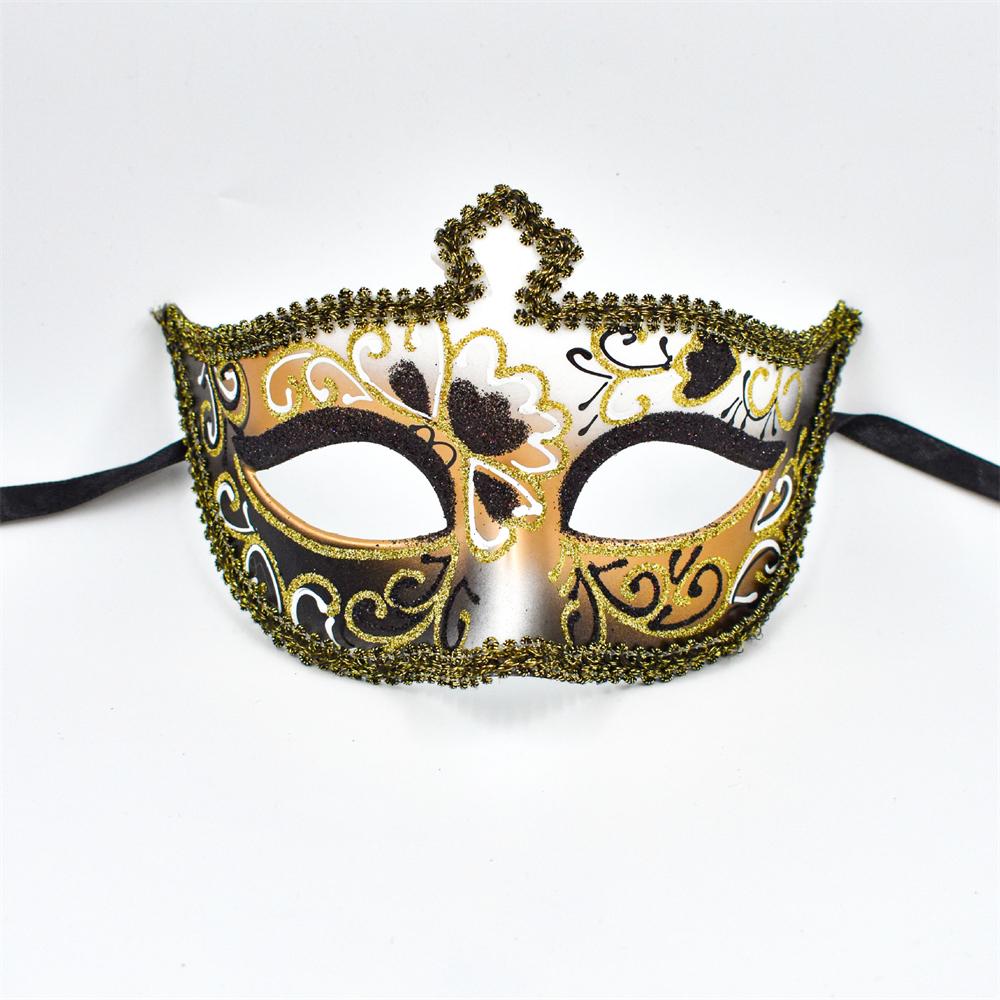 Party Bar Makeup Ball Half Face Men's Painted Gold Powder Mask Handmade Princess Mask Women's Handmade Dance Props