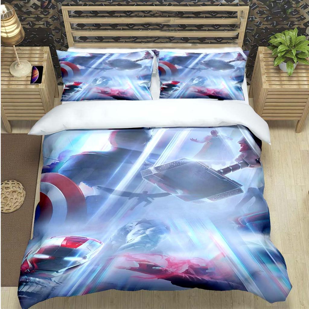 Fashion Superhero A-Avengers Print Bedding Set Duvet Cover Comforter Bed  Youth Kids Girl Boys Luxury Birthday Gift