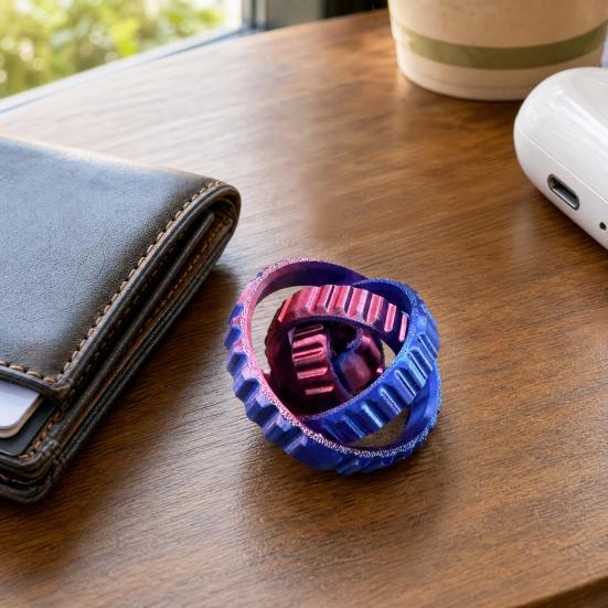 3D Printed Spinning Gear Fidget Toy, Stress Relief Rotating Gear Ring Sensory Toy, Spinning Gear Decompression Desk Toy for Kids Adults