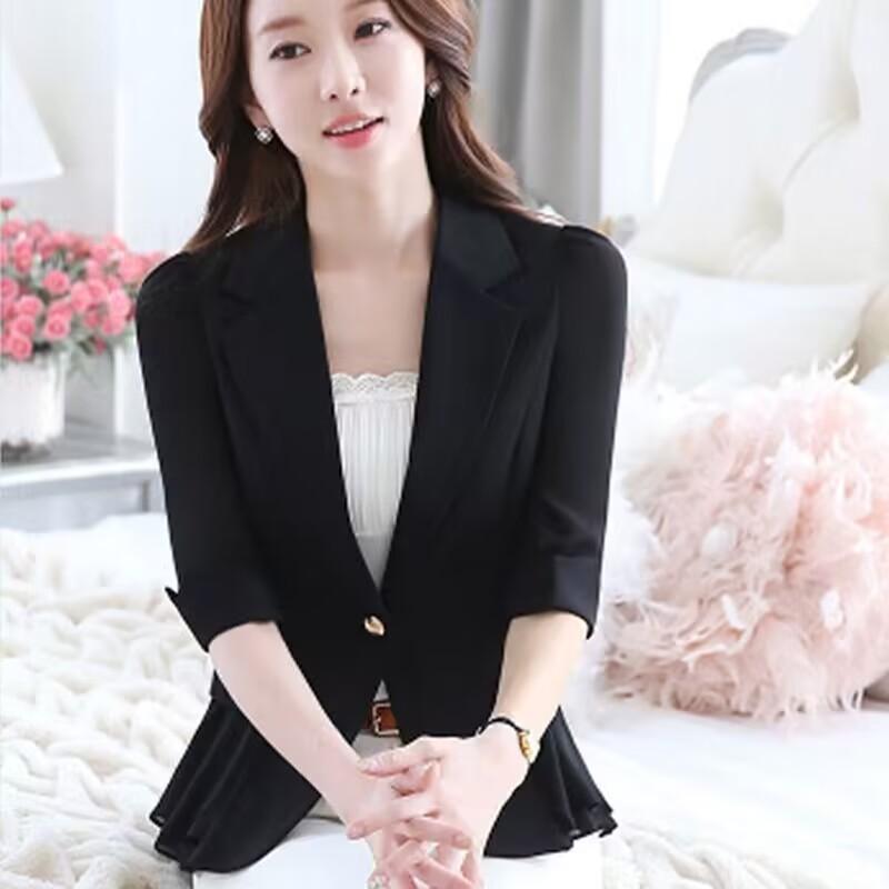Three-Quarter Sleeve Mesh Professional Blazer Jacket Women's Short  Design Sense Suit Summer Sun Protection Coat