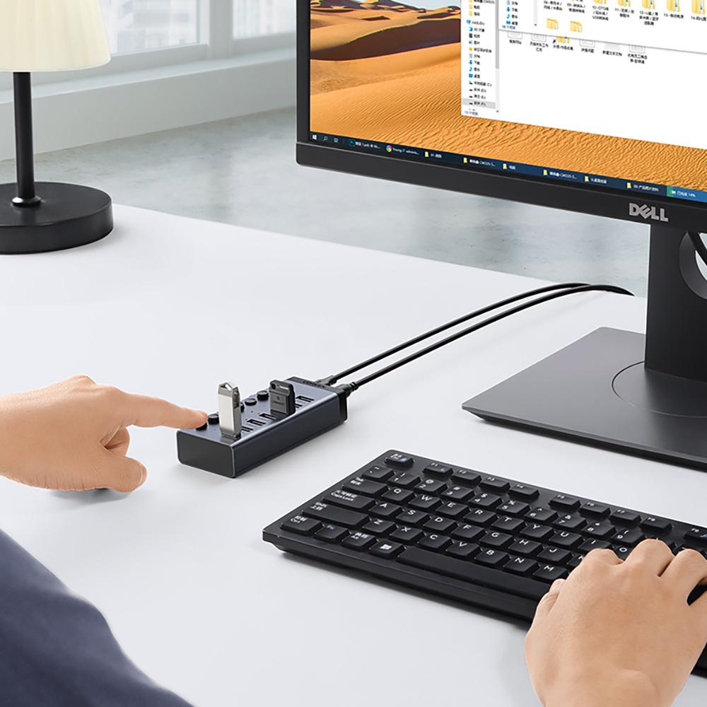 Ugreen 7-Port USB-C Hub with Power Delivery & Slate Gray Finish (CM481)