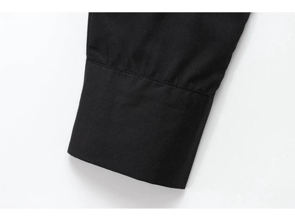 2024 Women's Winter Fashion Poplin Shirt with Gold Button Details