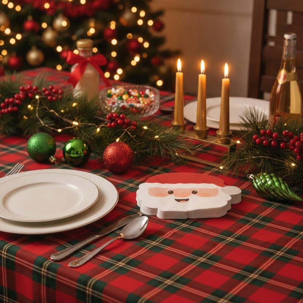 48 Pcs Multi-layer Christmas Santa Paper Napkins Cartoon Christmas Party Napkins Restaurant