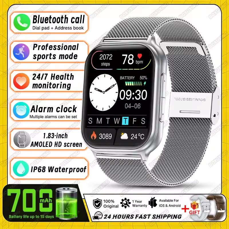 New Men 700 mAh Battery Outdoor Fitness Sports Smart Watch IP68 Waterproof Heart Rate GPS Track Bluetooth Call Smartwatches