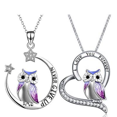 Explosive Diamond-encrusted Owl Pendant Niche Design High-end Animal Star Moon Love Necklace