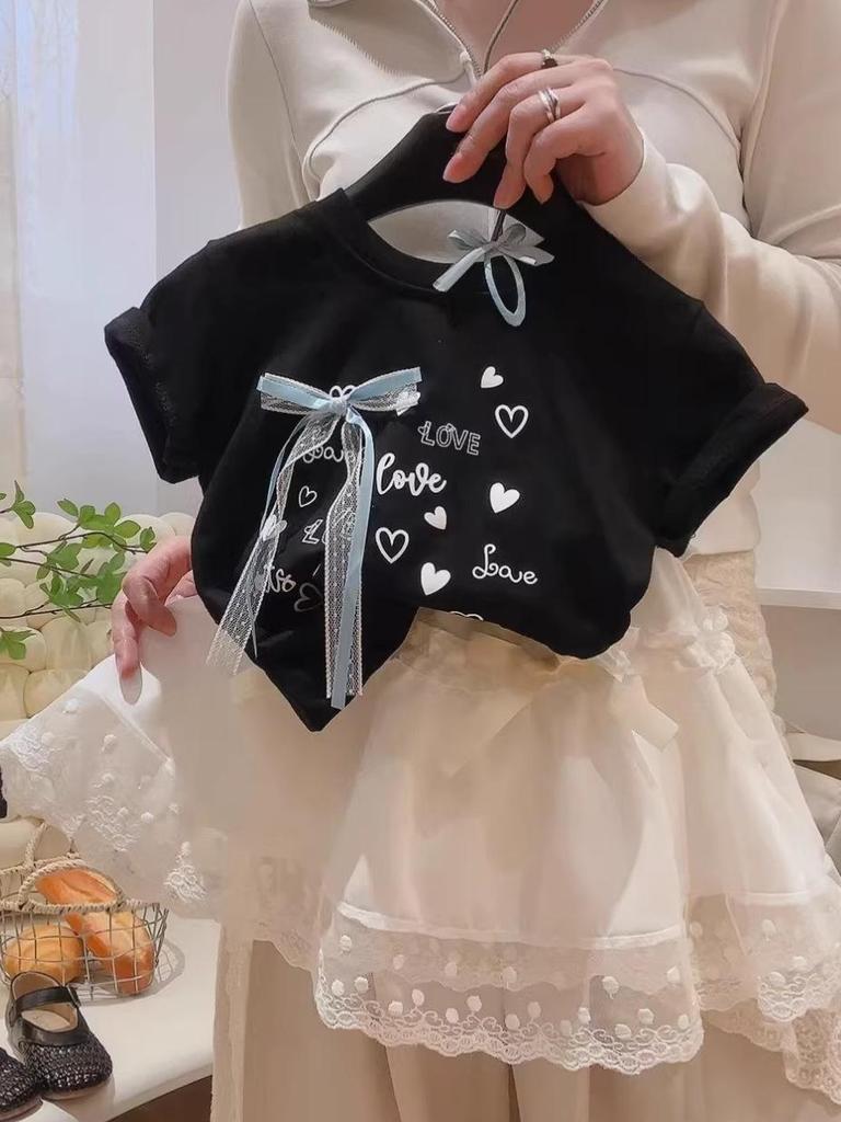 Girls' Class A Cotton Round Neck T-shirt - Skin-friendly, Breathable, Casual Fashion, Short Sleeve, Summer New Arrival