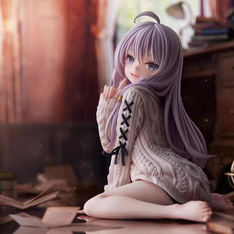 Elaina Figure: Sitting Pose in Sweater Dress - Looking Back Anime Girl Ornament