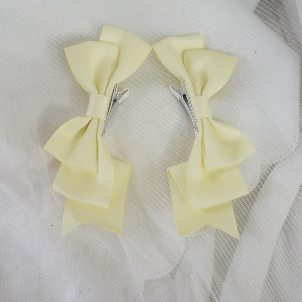 2Pcs Solid Color Bow Hair Clips Lolita Duckbill Clips Cute Bowknot Hairclip Headdress
