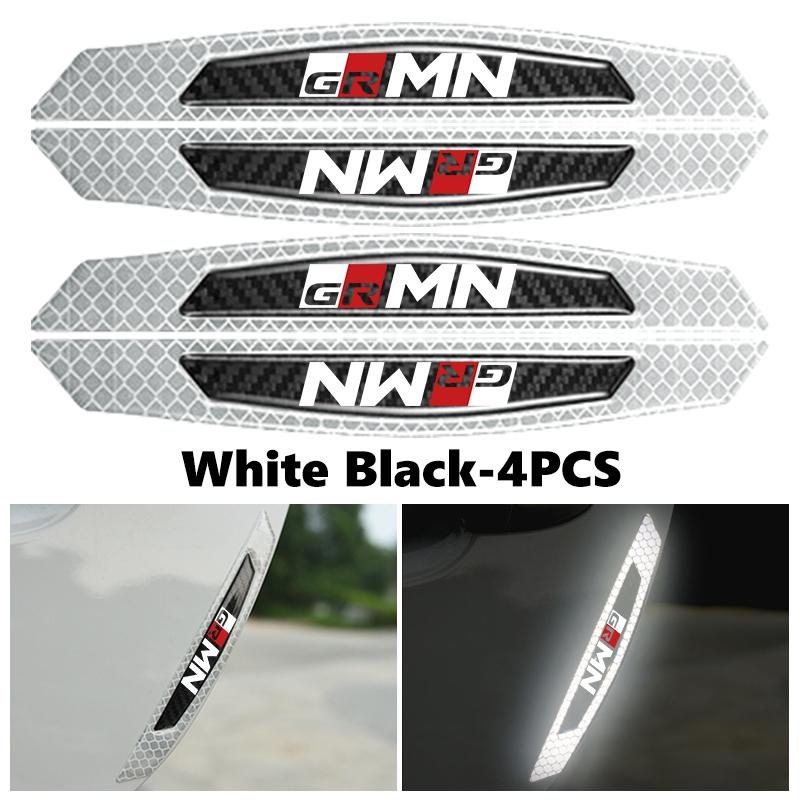 For Toyota 4Pcs Car Door Sticker Safety Warning Reflective Sticker Auto Accessories GRsport Yaris Corolla Rav4 CHR Auris Cruiser