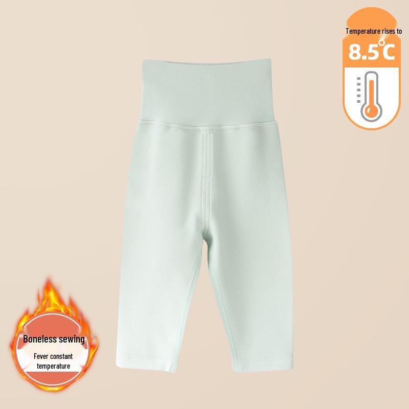 Infant Girls' High-Waisted Thermal Pants - Belly Protection for Autumn & Winter
