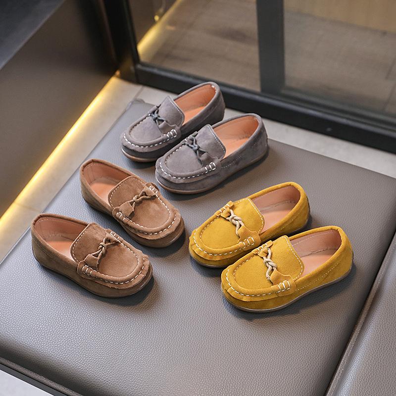 Детские бархатные туфли-бобы кожаные туфли 33 yards inner length 21cm серый — фото 3